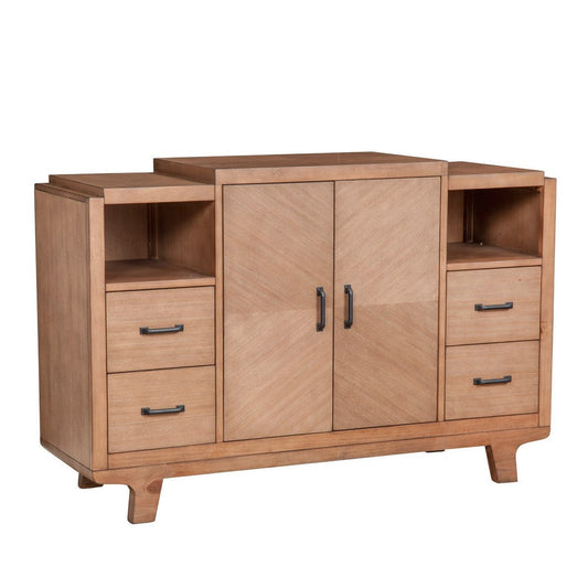 Rejo Sideboard Console 2 Door Cabinet | Natural Brown Pine Wood 54"