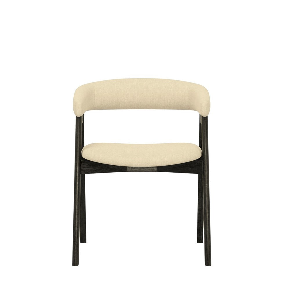 Vecy Dining Chair Set of 2 | Curved Back | Gray Fabric | Vintage Black BM333203
