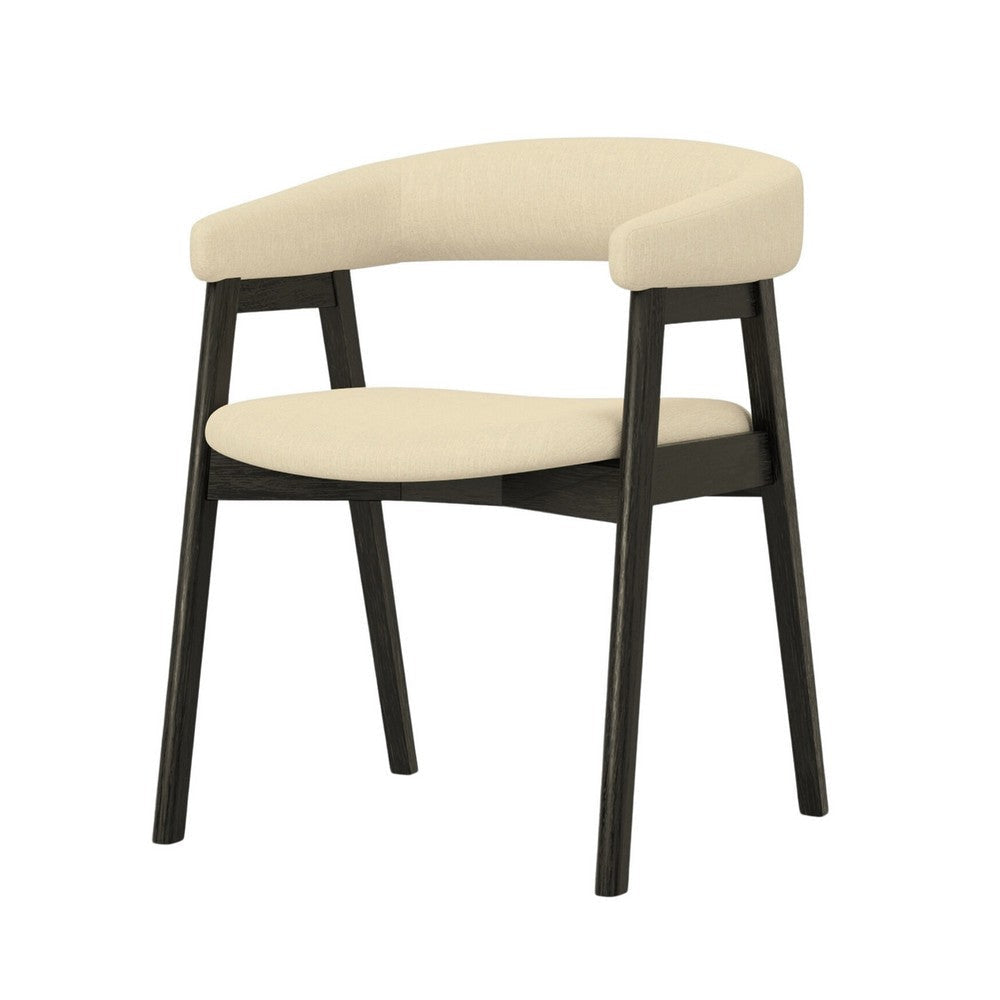 Vecy Dining Chair Set of 2 | Curved Back | Gray Fabric | Vintage Black BM333203