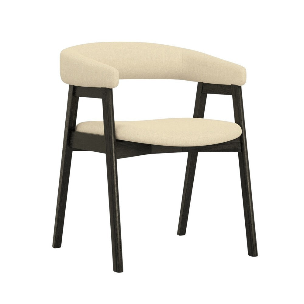 Vecy Dining Chair Set of 2 | Curved Back | Gray Fabric | Vintage Black