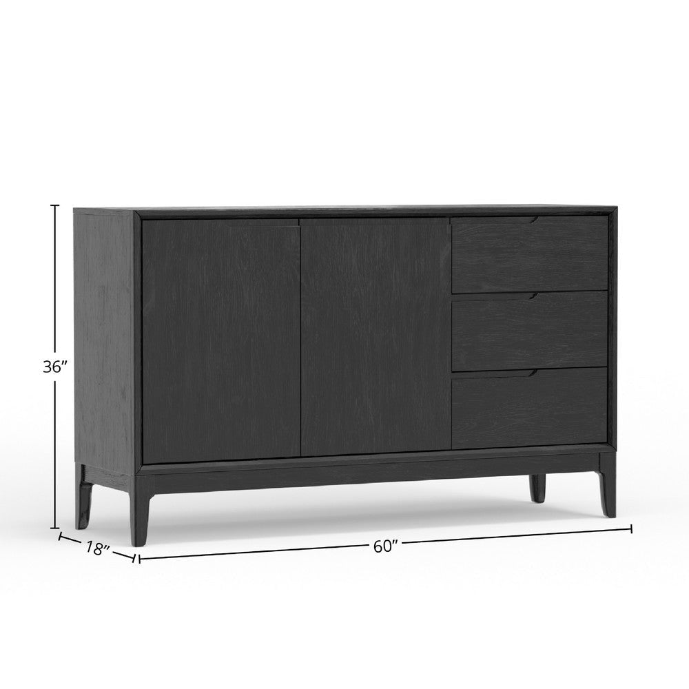 Vecy Sideboard Buffet Server | 2 Doors 3 Drawers | 60’’ Vintage Black BM333204