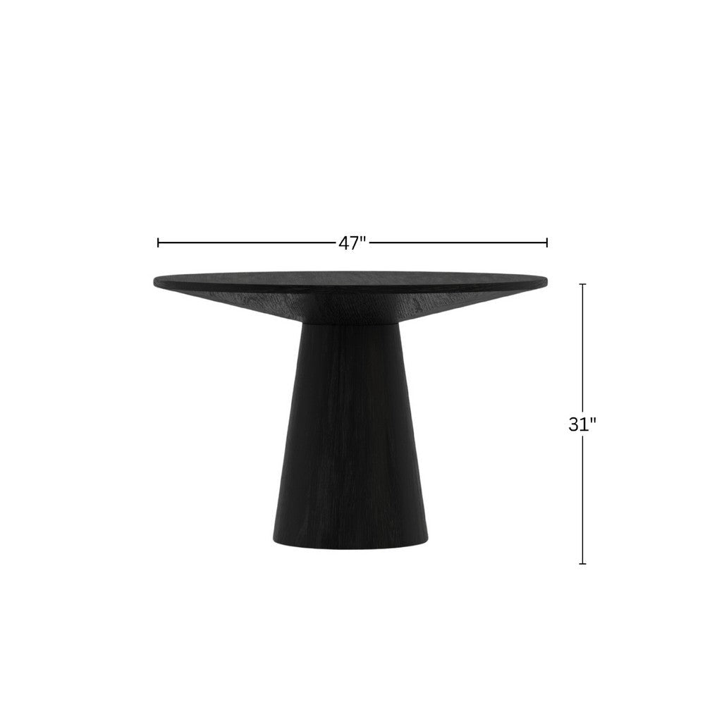 Vecy Dining Table | 47’’ Round Top w Pedestal Base | Vintage Black BM333205