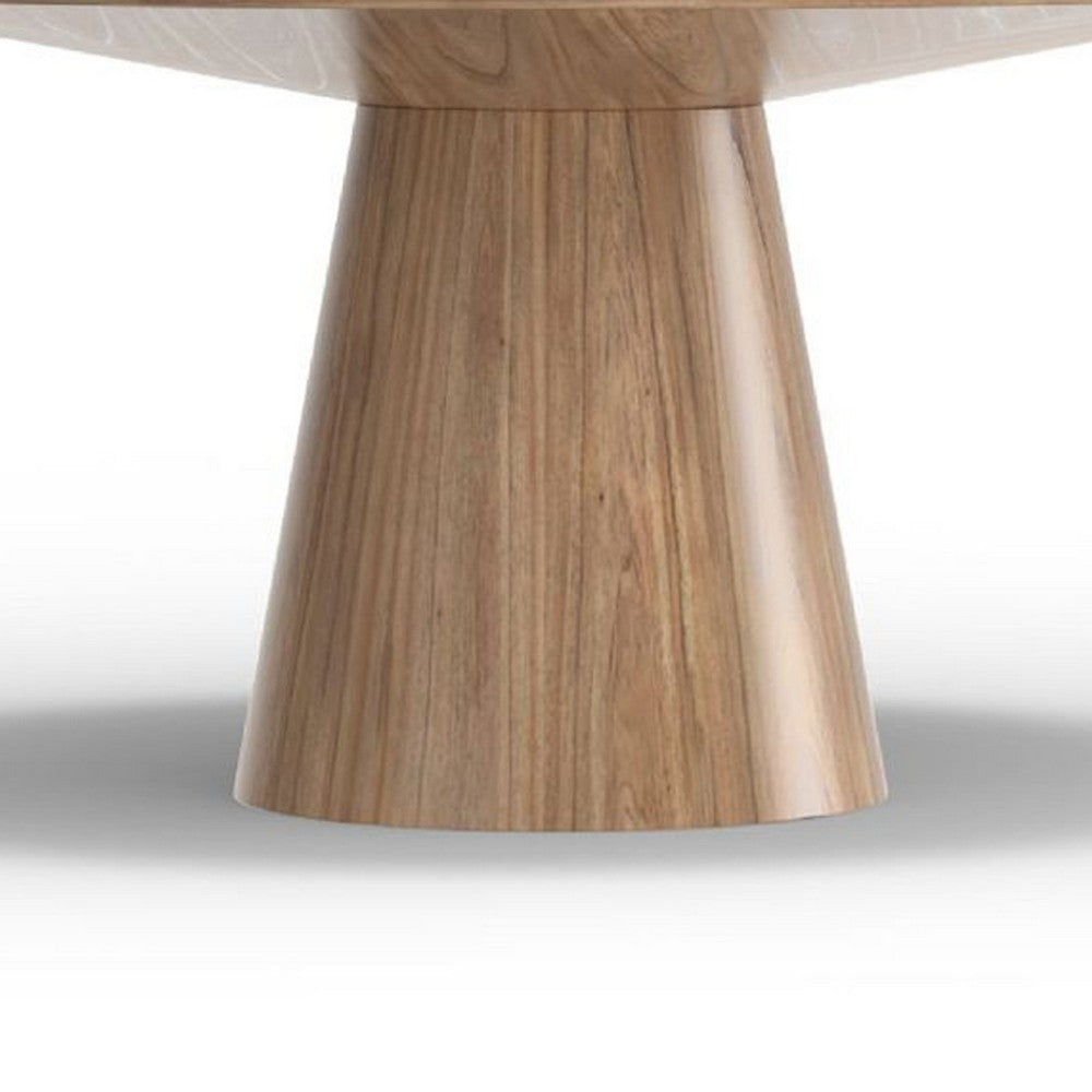Vecy Dining Table | 59’’ Round Top w Pedestal Base | Natural Brown BM333207