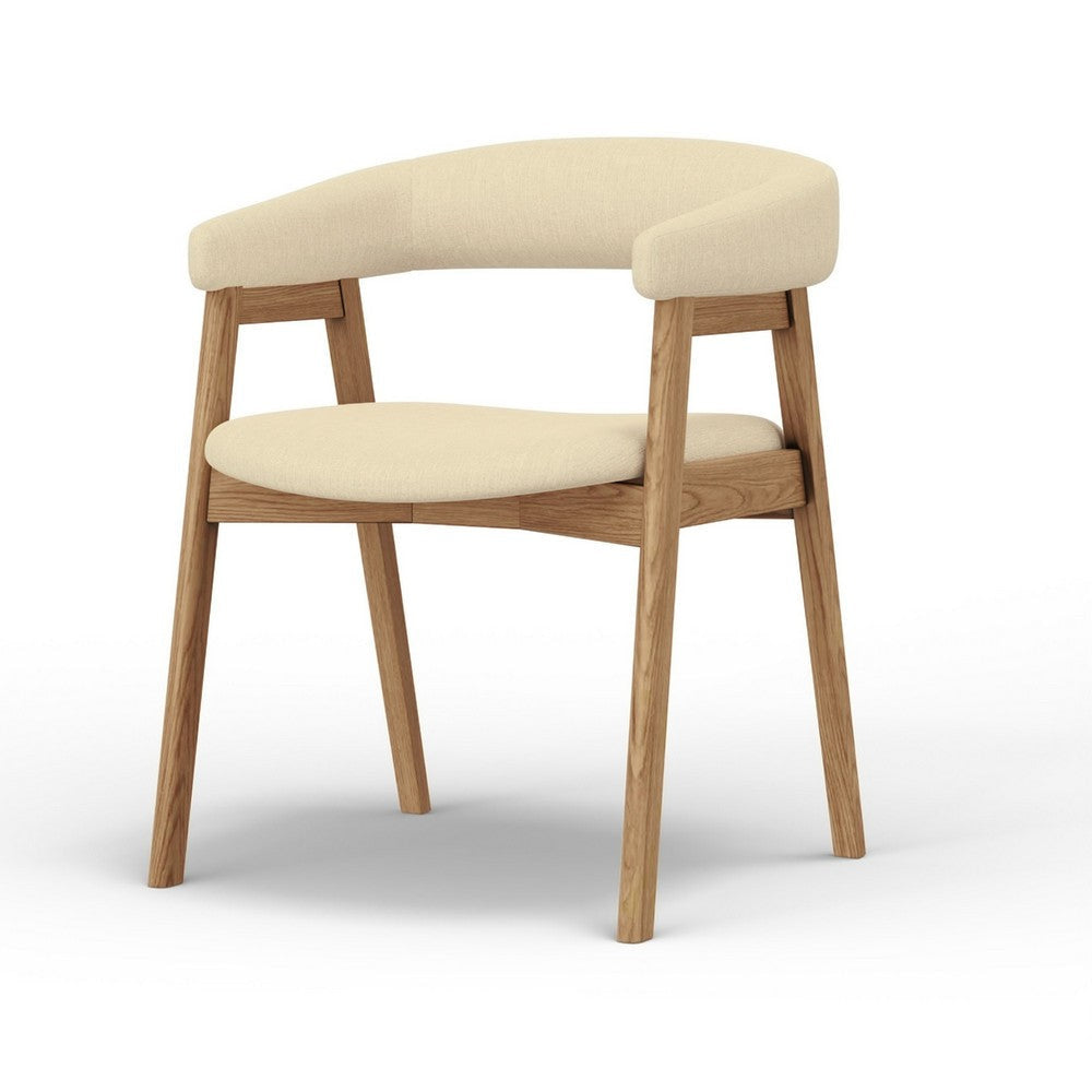 Vecy Dining Chair Set of 2 | Curved Back | Gray | Brown Rubberwood BM333208