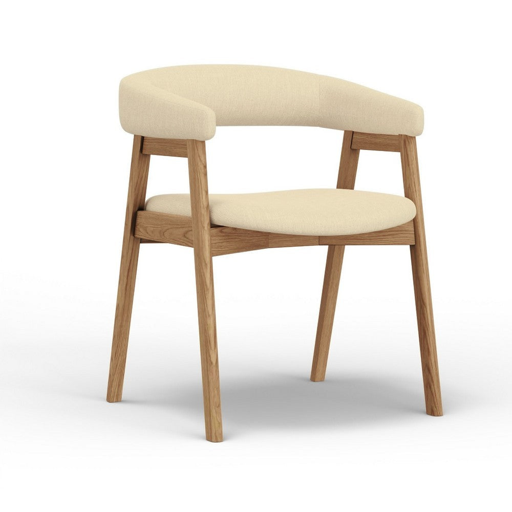 Vecy Dining Chair Set of 2 | Curved Back | Gray | Brown Rubberwood