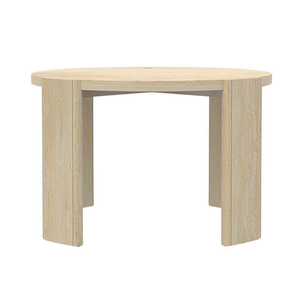 Lony Dining Table | 47" Round Top | Modern Panel Legs | Natural Brown