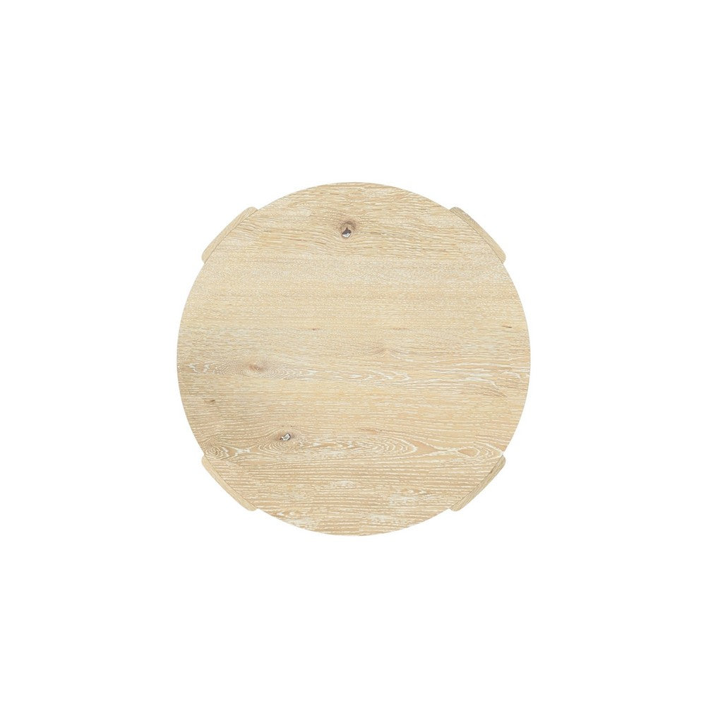 Lony Dining Table | 47" Round Top | Modern Panel Legs | Natural Brown