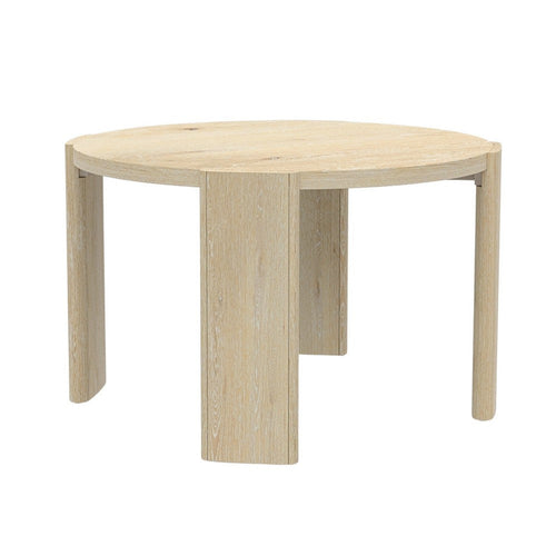 Lony Dining Table | 47" Round Top | Modern Panel Legs | Natural Brown