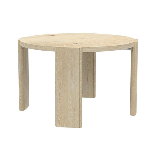 Lony Dining Table | 47" Round Top | Modern Panel Legs | Natural Brown