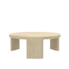 Lony Coffee Table | 42" Round Top | Modern Panel Legs | Natural Brown