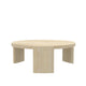 Lony Coffee Table | 42" Round Top | Modern Panel Legs | Natural Brown