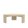 Lony Coffee Table | 42" Round Top | Modern Panel Legs | Natural Brown