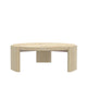 Lony Coffee Table | 42" Round Top | Modern Panel Legs | Natural Brown