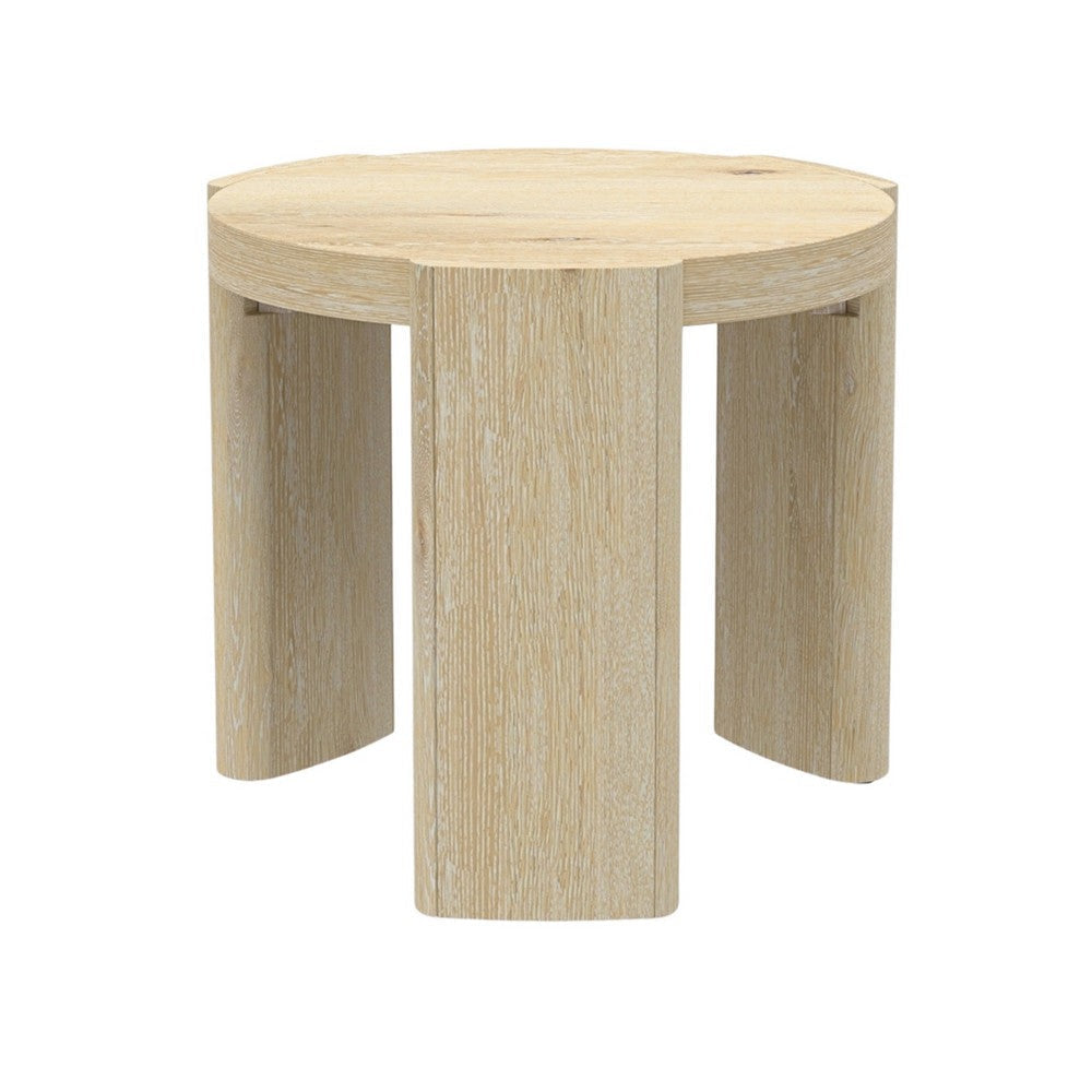 Lony Side End Table | 20’’ Round | Modern Panel Legs | Natural Brown BM333214