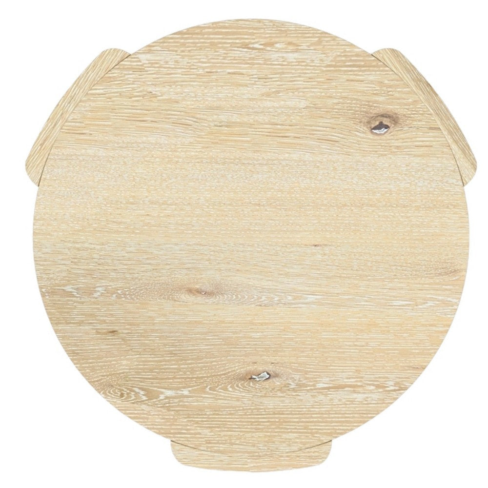 Lony Side End Table | 20’’ Round | Modern Panel Legs | Natural Brown BM333214