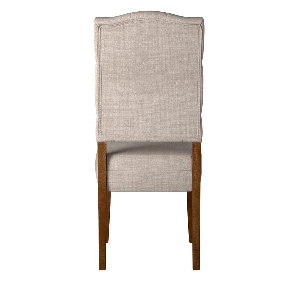 Bela Dining Chair Set of 2 | Button Beige Back | Brown Acacia Wood BM333216
