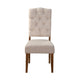 Bela Dining Chair Set of 2 | Button Beige Back | Brown Acacia Wood