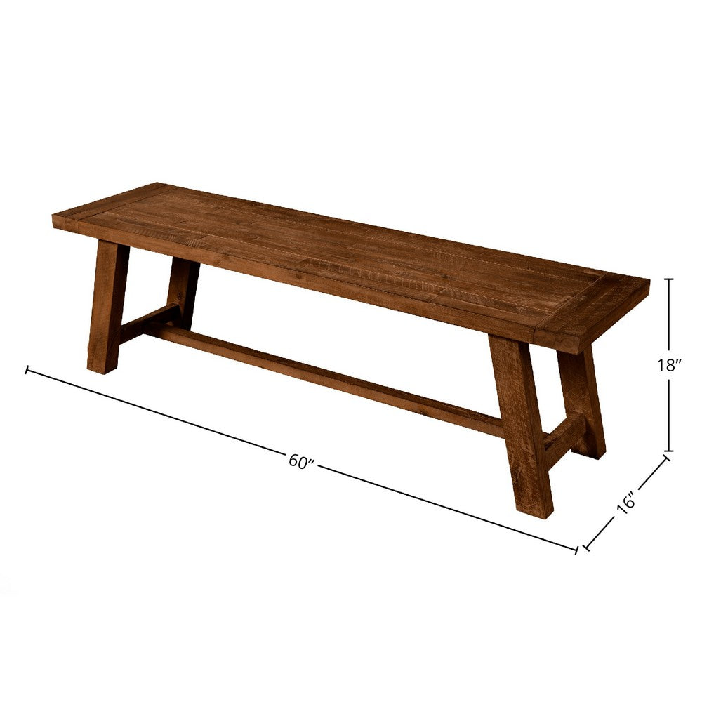 Bela Dining Bench | 60" Rectangular Seat | Rich Brown Acacia Wood
