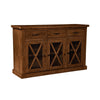 Bela Sideboard Console | 3 Mesh Doors | Rich Brown Solid Acacia Wood