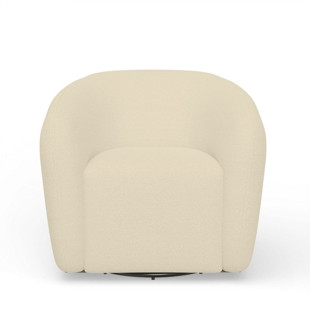 Mery Swivel Chair | Barrel Back | Ivory Upholstery | Solid Acacia Wood BM333220
