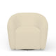 Mery Swivel Chair | Barrel Back | Ivory Upholstery | Solid Acacia Wood