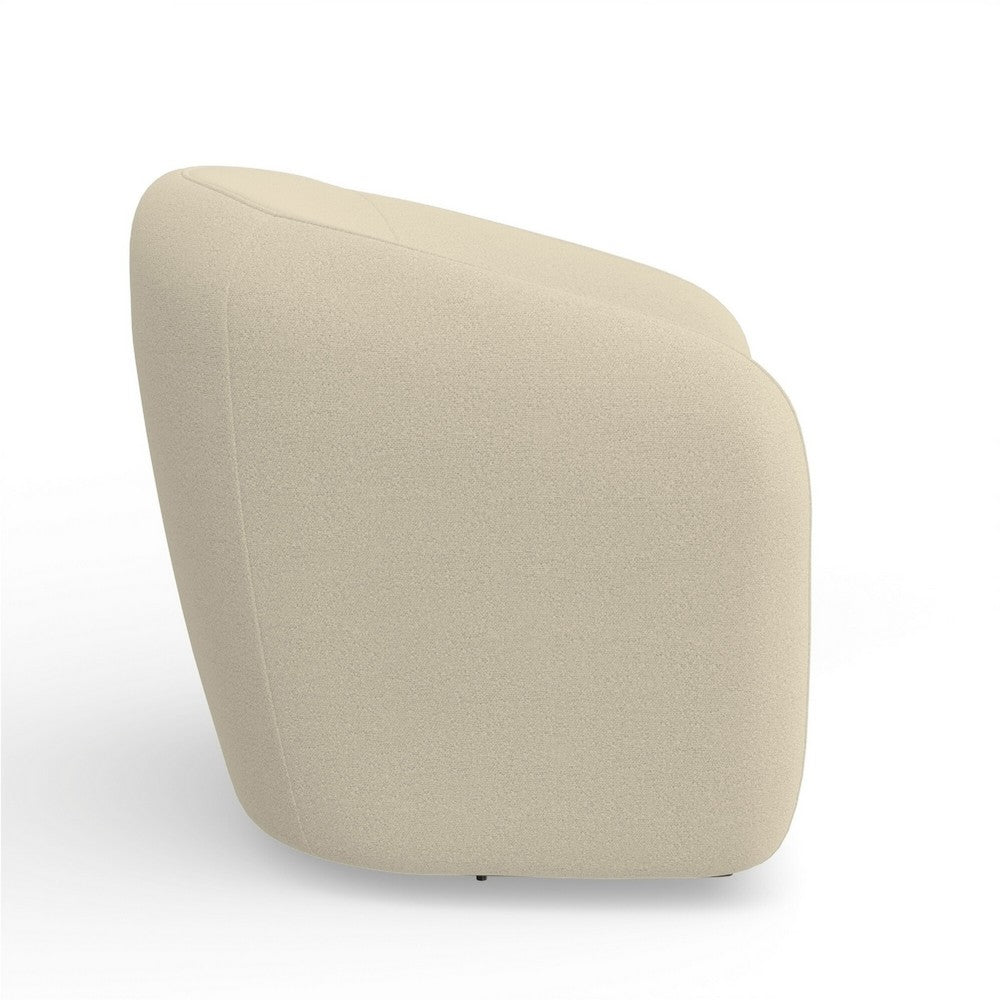 Mery Swivel Chair | Barrel Back | Ivory Upholstery | Solid Acacia Wood