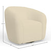 Mery Swivel Chair | Barrel Back | Ivory Upholstery | Solid Acacia Wood