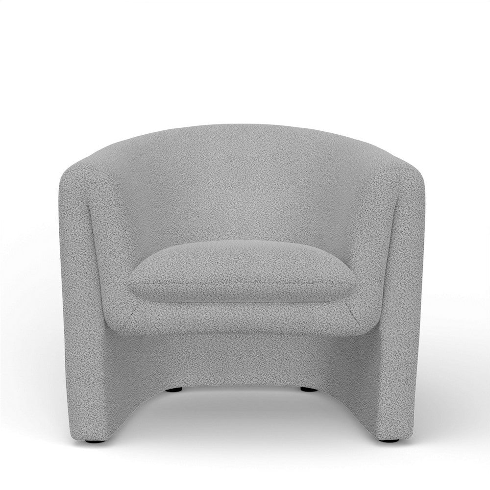 Hery Accent Chair | Barrel Back | Gray Upholstery | Solid Acacia Wood BM333221