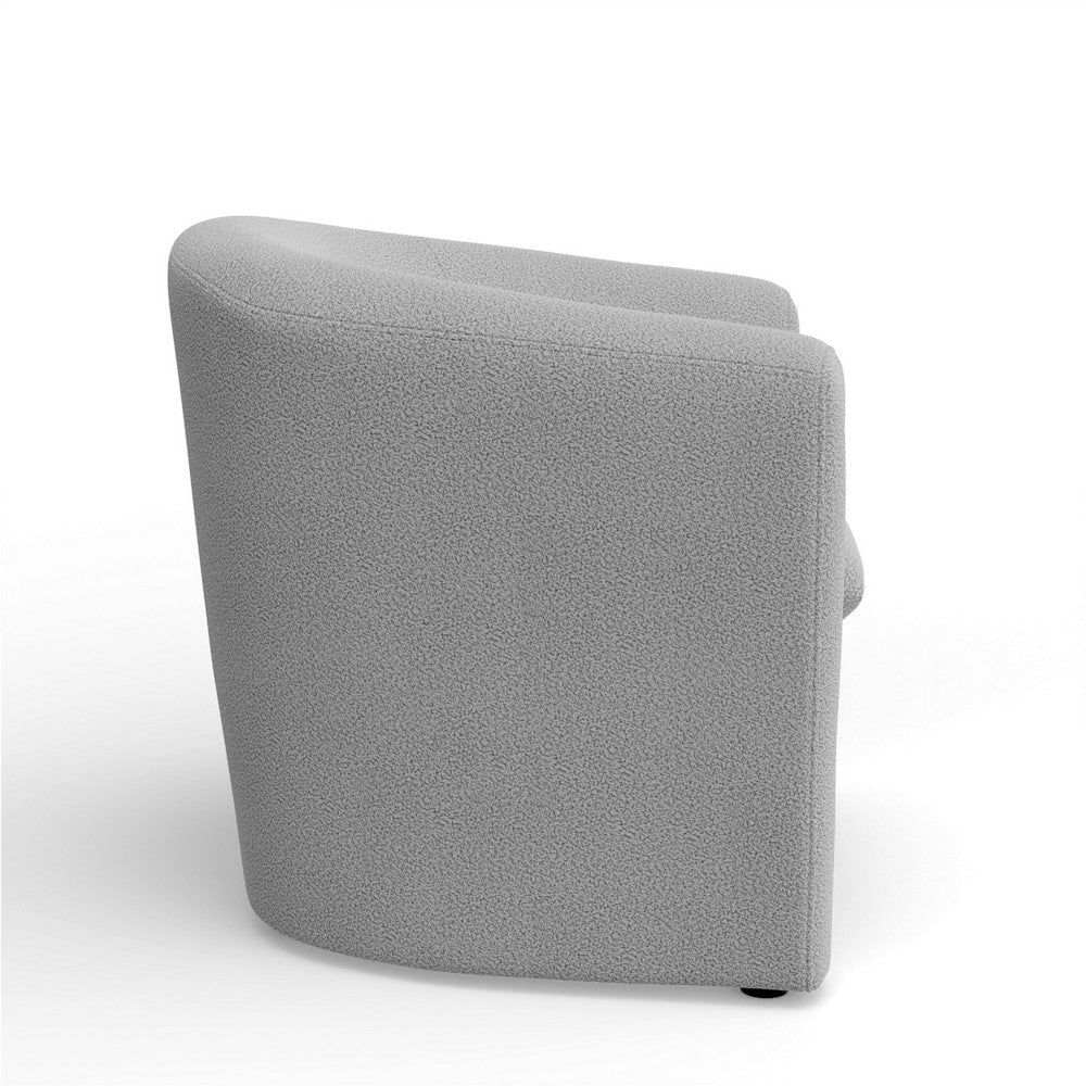 Hery Accent Chair | Barrel Back | Gray Upholstery | Solid Acacia Wood BM333221