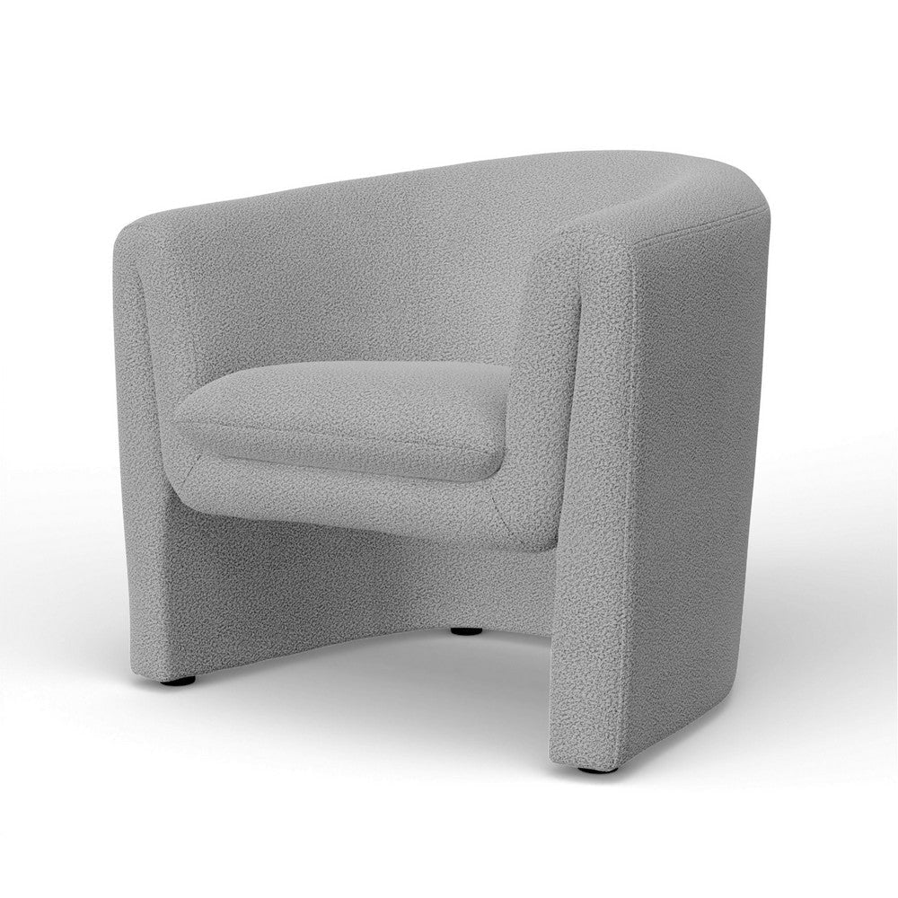 Hery Accent Chair | Barrel Back | Gray Upholstery | Solid Acacia Wood BM333221