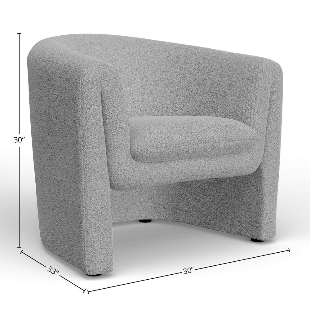 Hery Accent Chair | Barrel Back | Gray Upholstery | Solid Acacia Wood BM333221