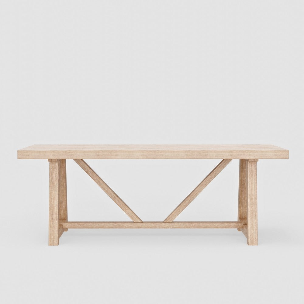 Hela Dining Table | 84" Rectangular Top | Driftwood Brown Rubberwood