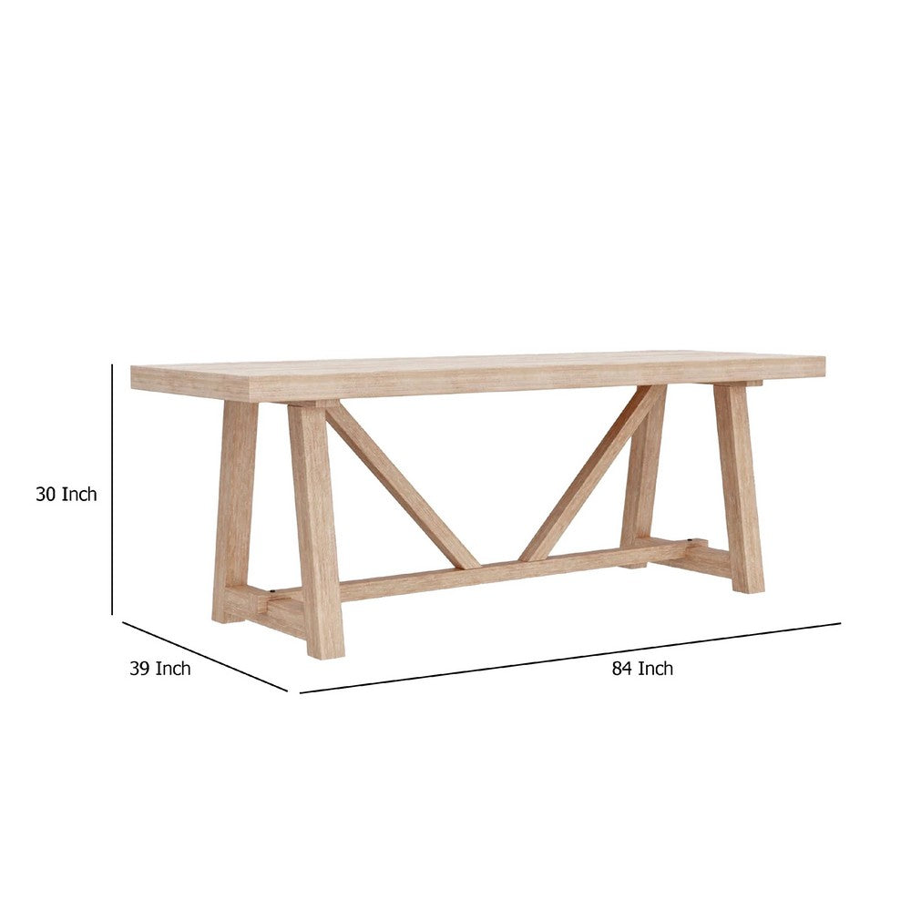 Hela Dining Table | 84" Rectangular Top | Driftwood Brown Rubberwood