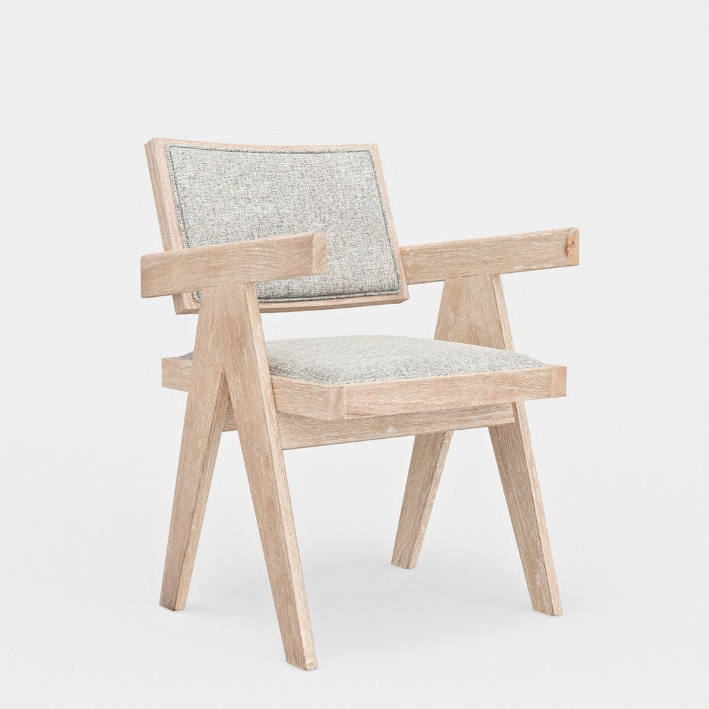 Hela Dining Armchair Set of 2 | Gray | Driftwood Brown Rubberwood