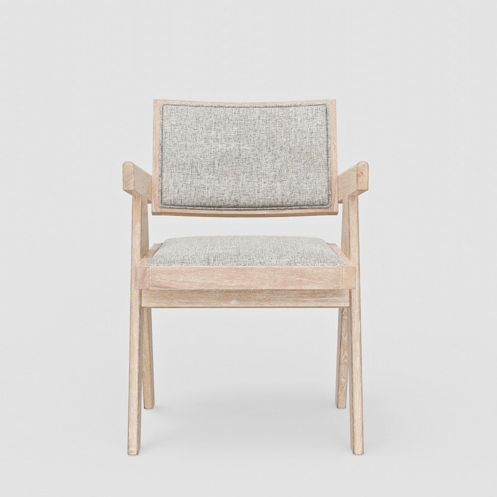 Hela Dining Armchair Set of 2 | Gray | Driftwood Brown Rubberwood BM333224