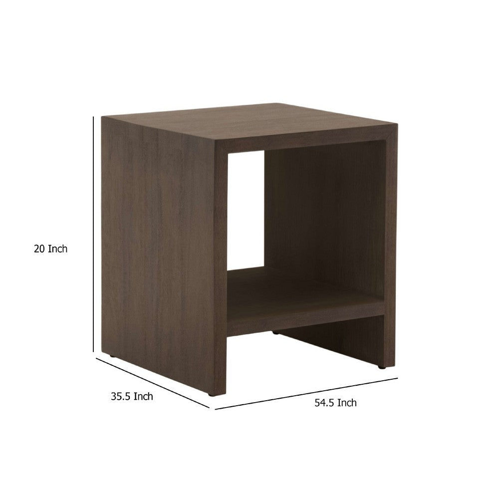 Keny 2pc Nesting Coffee Table and Ottoman | Brown Wood | Faux Leather BM333226