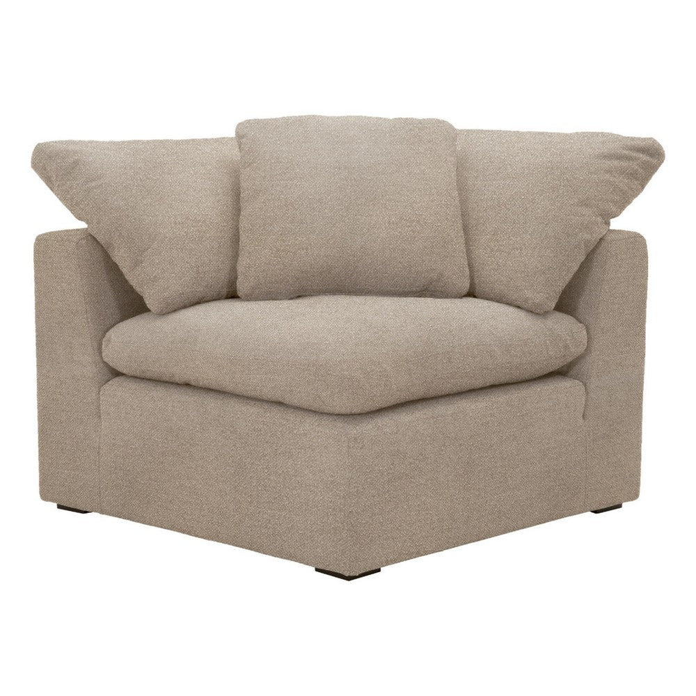 Lyra Modular Corner Chair | 1 Square Throw Pillow | Solid Wood | Brown