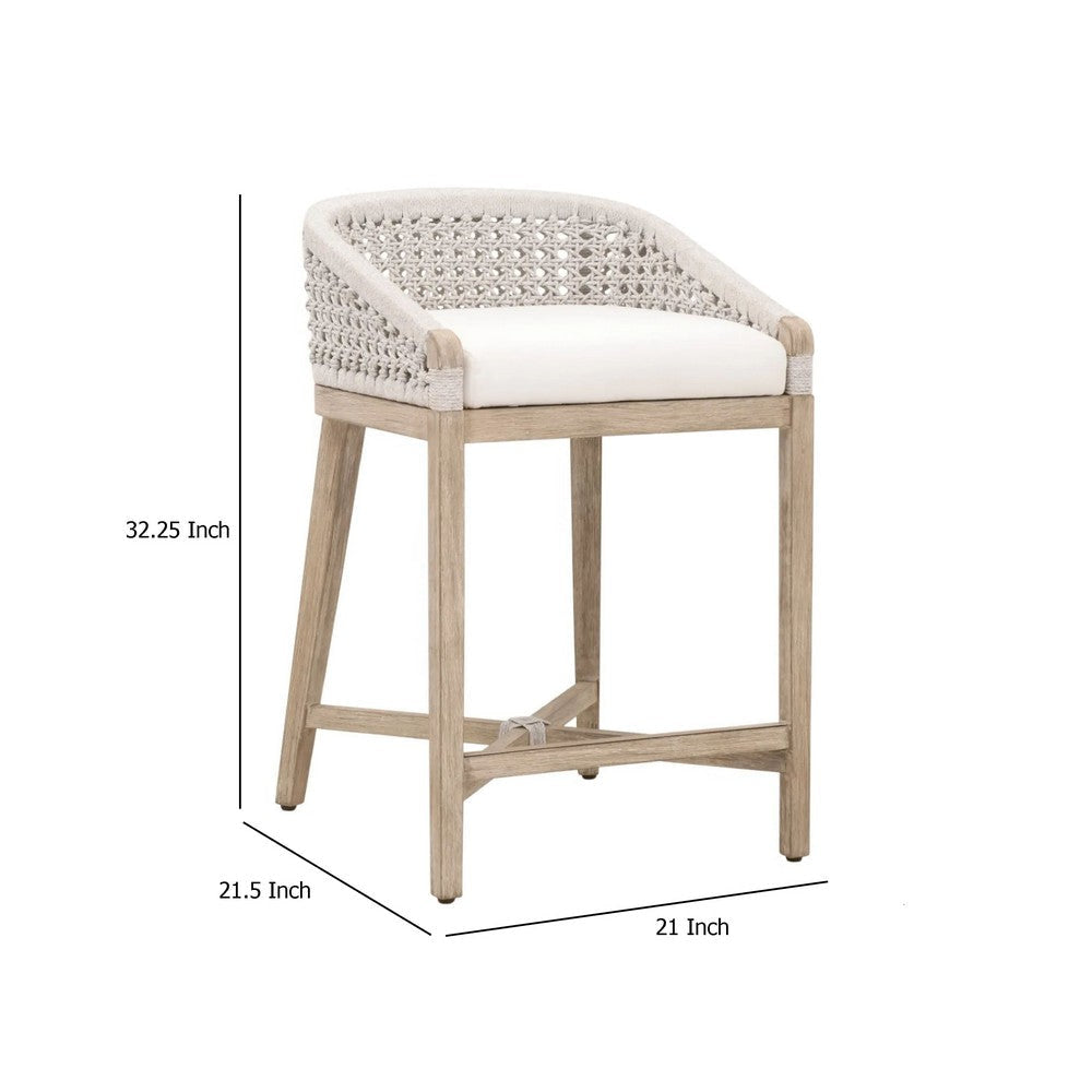 Monx Counter Height Chair | Gray Mahogany Wood | X Base | White Rope BM333236