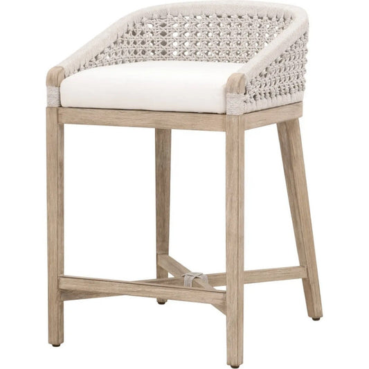 Monx Counter Height Chair | Gray Mahogany Wood | X Base | White Rope