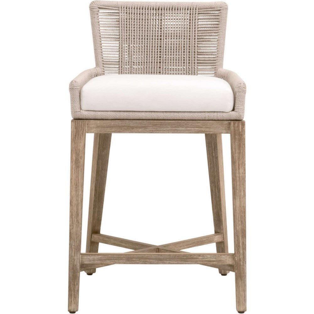 Ozy Counter Stool Chair | Rustic Gray Wood | Farmhouse Rope Design BM333237
