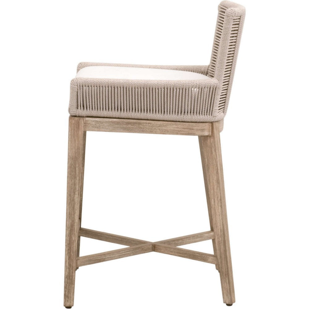 Ozy Counter Stool Chair | Rustic Gray Wood | Farmhouse Rope Design BM333237