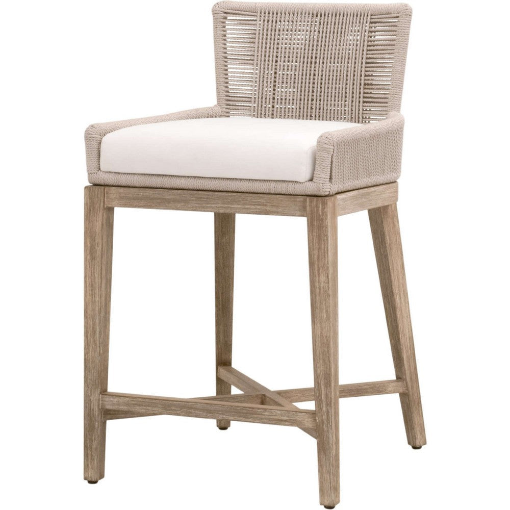 Ozy Counter Stool Chair | Rustic Gray Wood | Farmhouse Rope Design