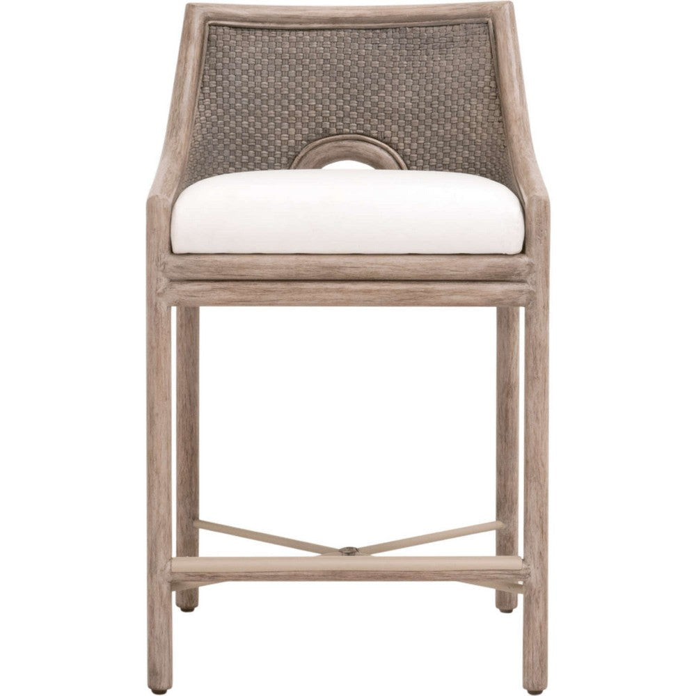 Ady Counter Stool Chair | Gray Mahogany | Cabana Loom White Cushion BM333239
