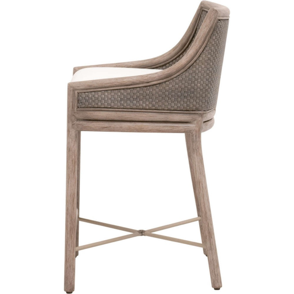 Ady Counter Stool Chair | Gray Mahogany | Cabana Loom White Cushion BM333239