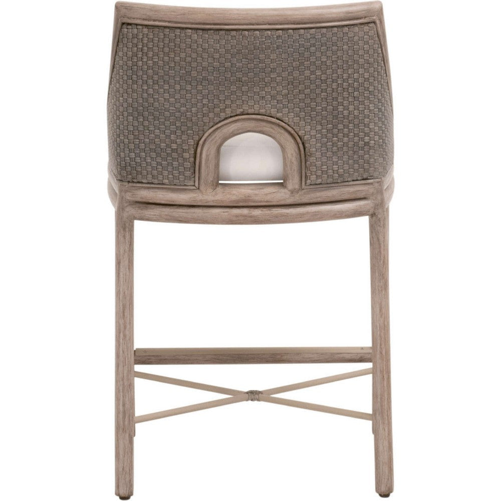 Ady Counter Stool Chair | Gray Mahogany | Cabana Loom White Cushion BM333239