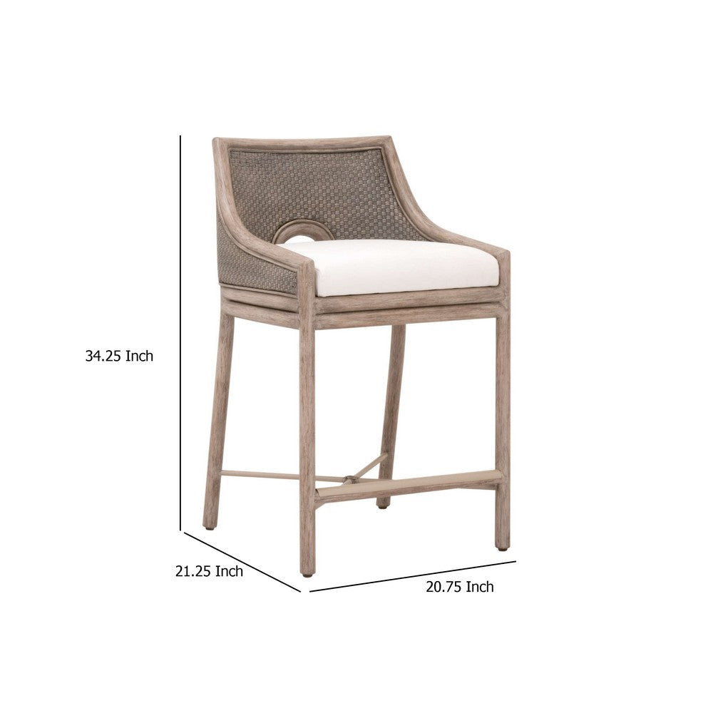 Ady Counter Stool Chair | Gray Mahogany | Cabana Loom White Cushion BM333239