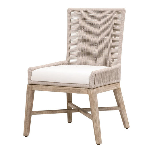 Ozy Dining Side Chair Set of 2 | Gray Mahogany Wood White Seat Cushion