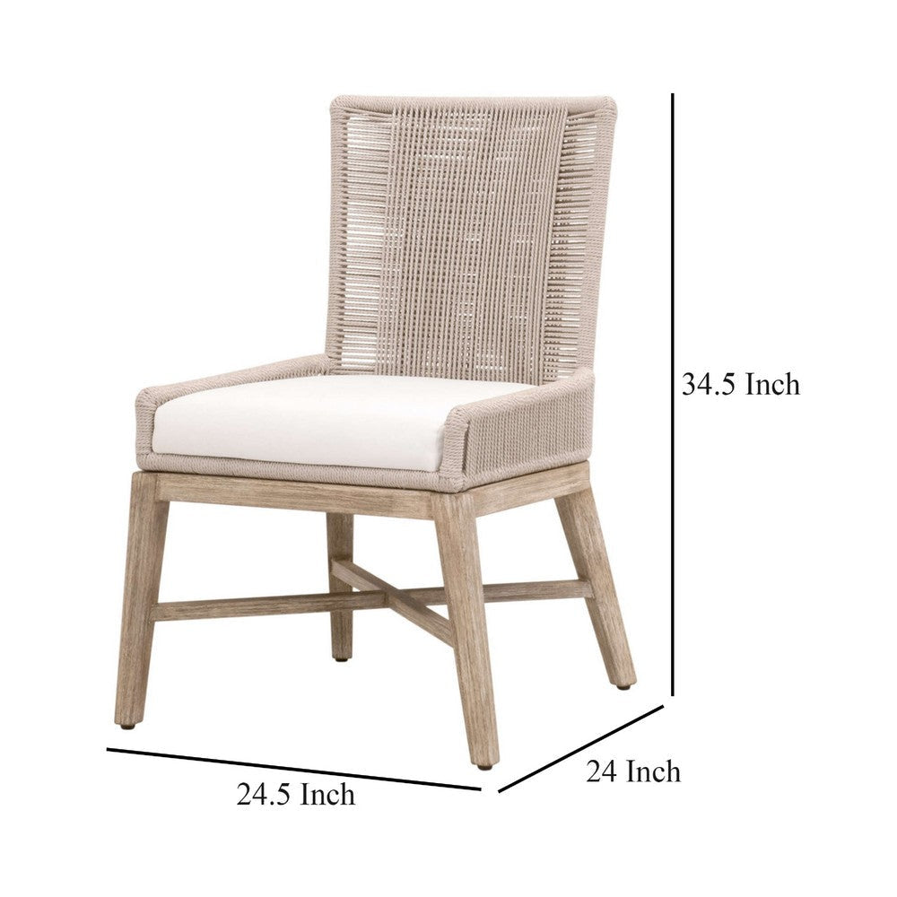 Ozy Dining Side Chair Set of 2 | Gray Mahogany Wood White Seat Cushion BM333241