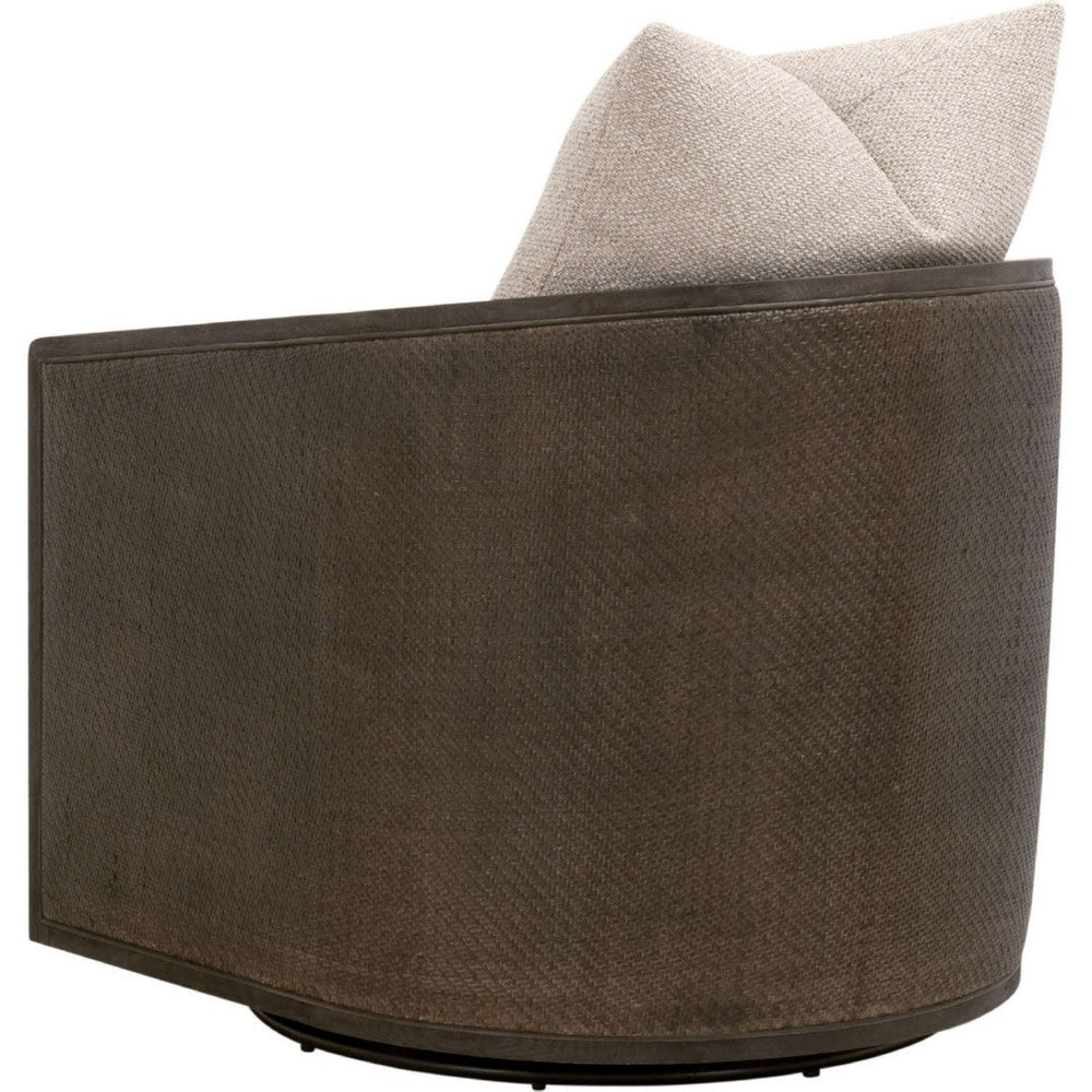 Niya Armchair | Loose Pillow Back | Brown Oak Wood | Light Beige Jute BM333243