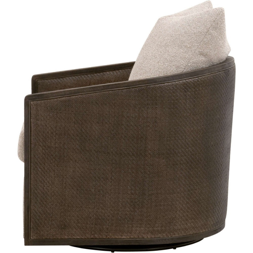 Niya Armchair | Loose Pillow Back | Brown Oak Wood | Light Beige Jute BM333243